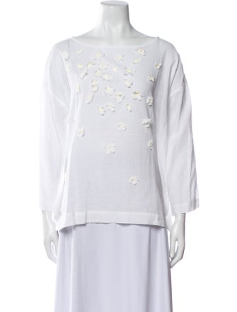 45R Bateau Neckline Three-Quarter Sleeve Top