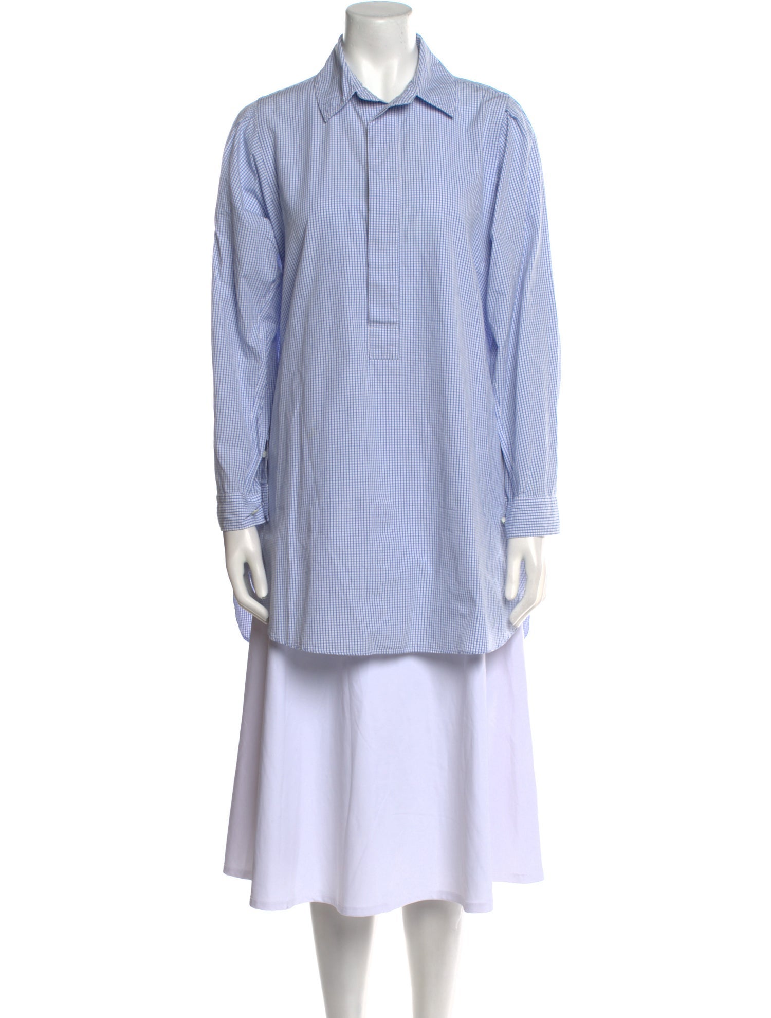 45R Plaid Print Long Sleeve Tunic