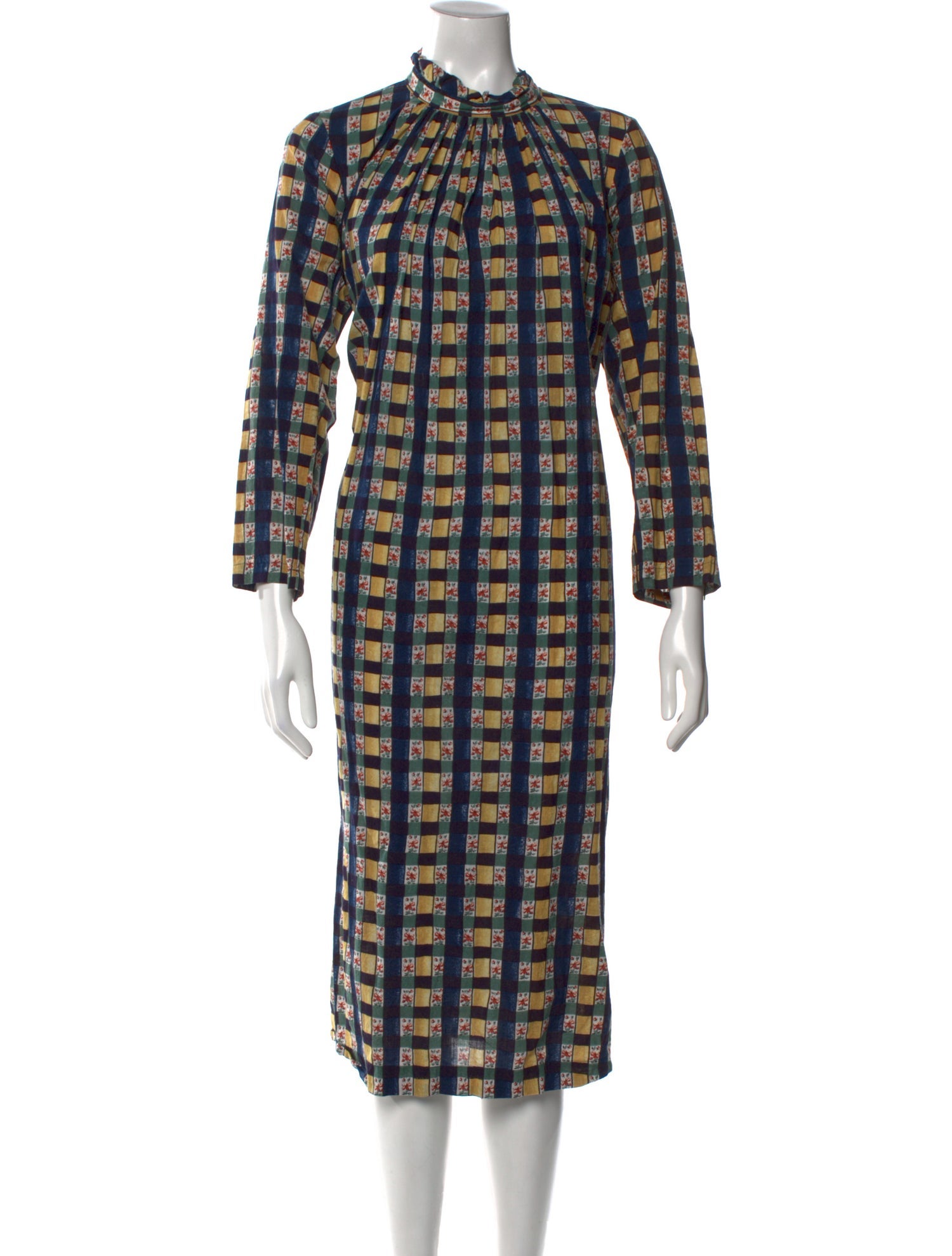 45R Plaid Print Long Dress