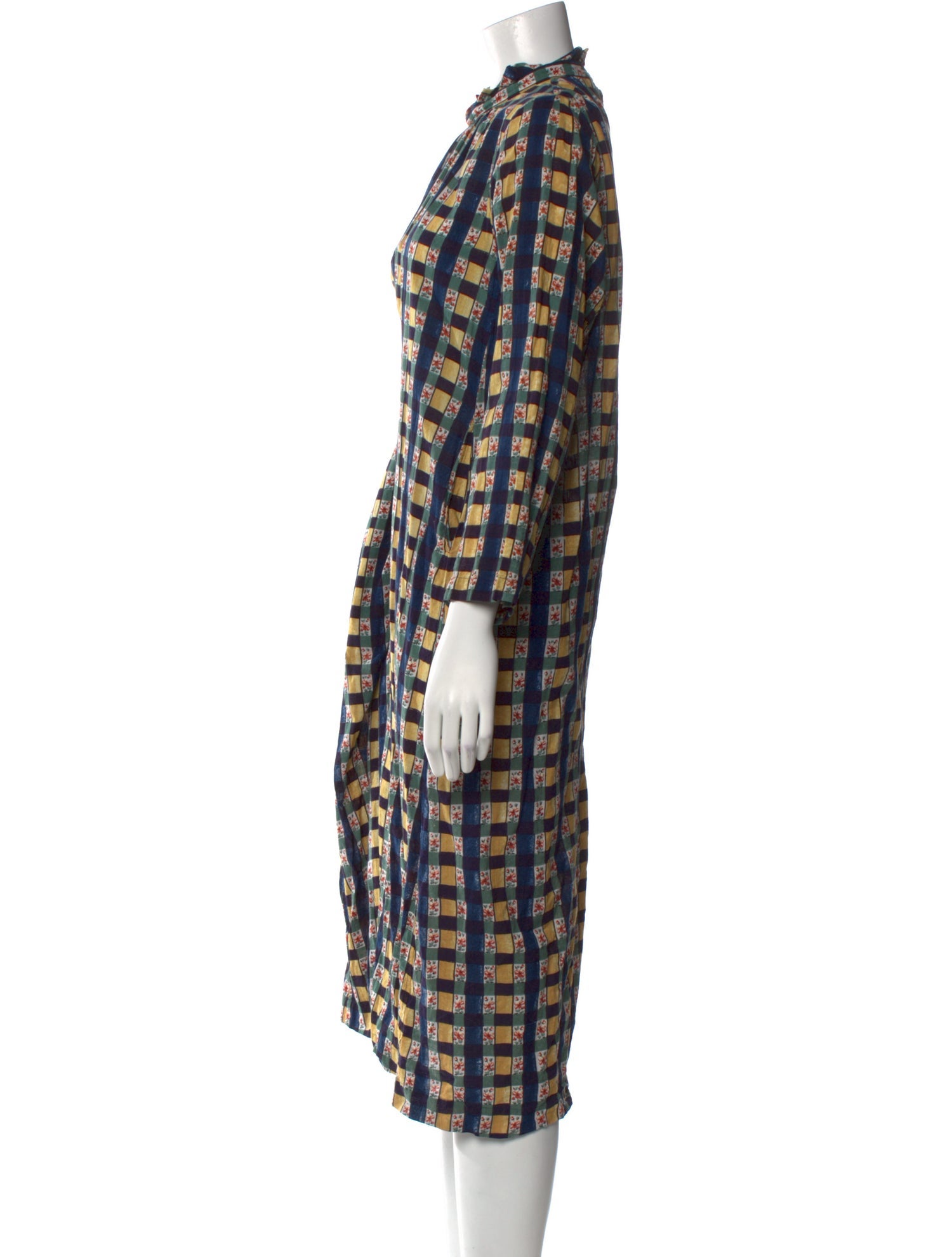 45R Plaid Print Long Dress