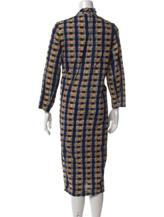 45R Plaid Print Long Dress