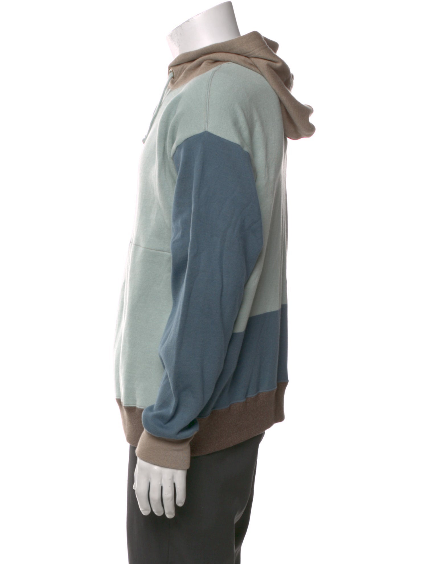 45R Colorblock Pattern Crew Neck Hoodie