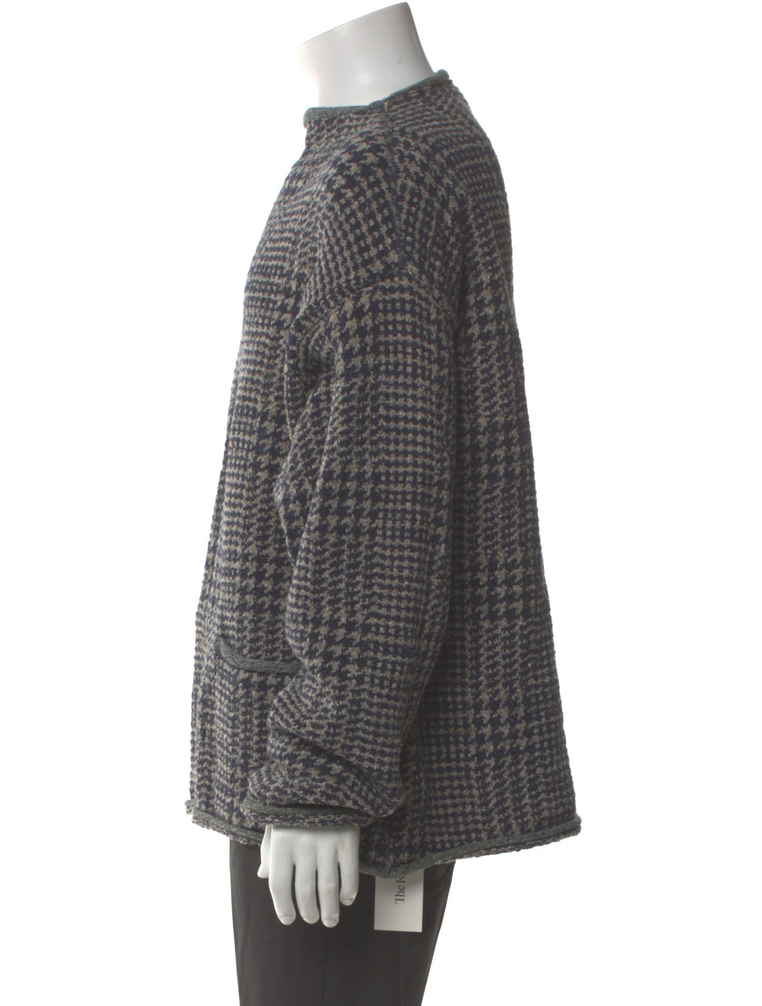 45R Houndstooth Print Crew Neck Pullover