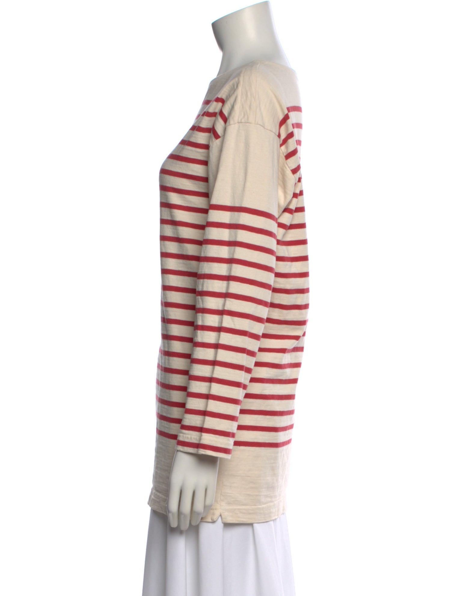 45R Striped Bateau Neckline Top