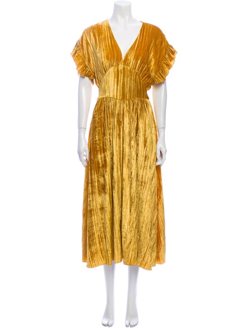 Masscob V-Neck Long Dress Yellow