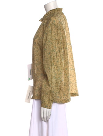 Masscob Printed Mock Neck Button-Up Top