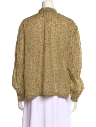 Masscob Printed Mock Neck Button-Up Top