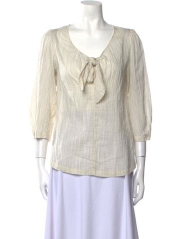 Masscob Tops Striped V-Neck Blouse XS