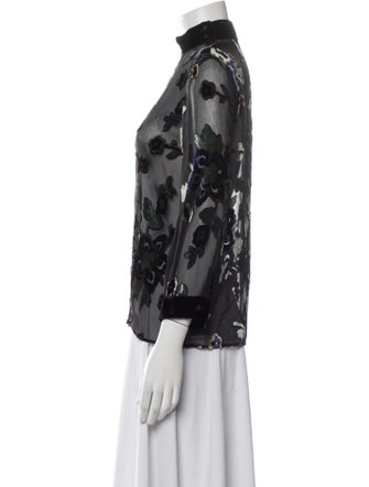 Masscob Floral Print Mock Neck Blouse