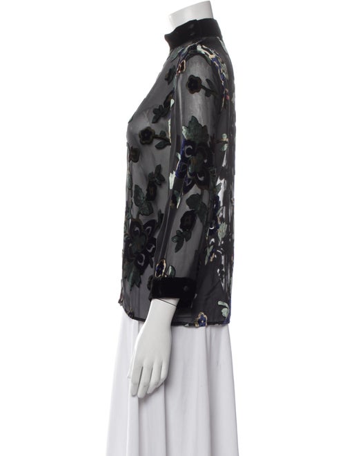 Masscob Floral Print Mock Neck Blouse