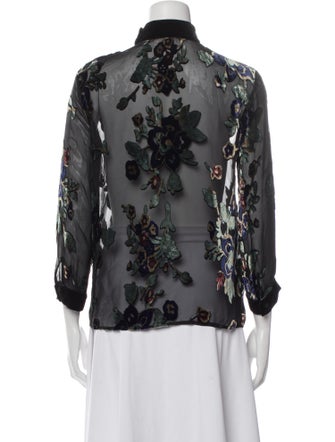 Masscob Floral Print Mock Neck Blouse