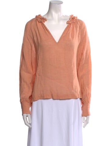 Masscob Tops Linen V-Neck Blouse XS