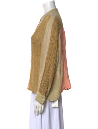 Masscob Linen Printed Button-Up Top