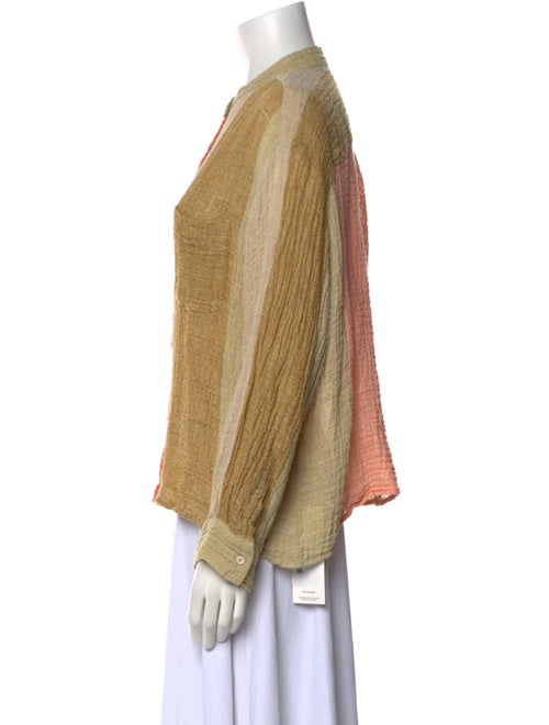 Masscob Linen Printed Button-Up Top