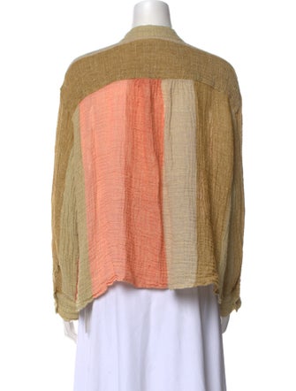 Masscob Linen Printed Button-Up Top