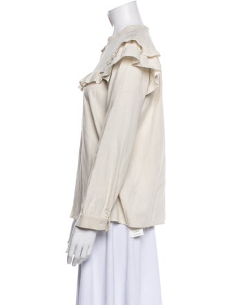 Masscob Silk Mock Neck Button-Up Top