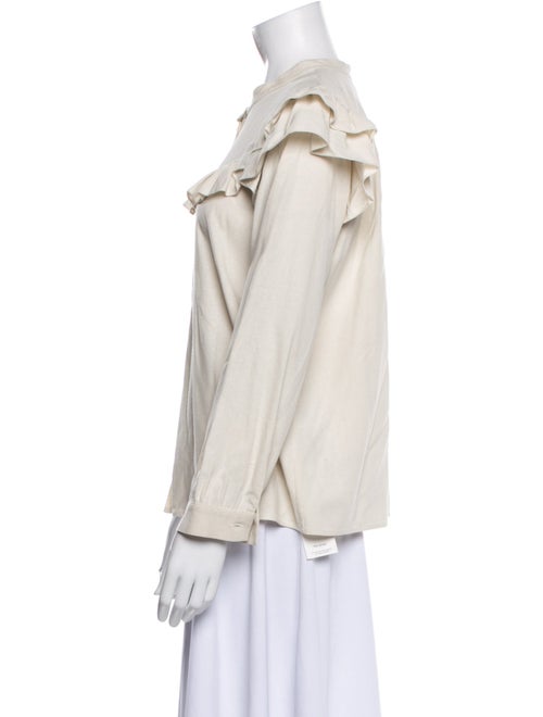 Masscob Silk Mock Neck Button-Up Top