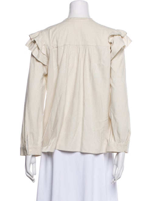 Masscob Silk Mock Neck Button-Up Top