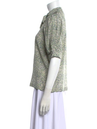 Masscob Silk Printed Button-Up Top