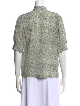 Masscob Silk Printed Button-Up Top