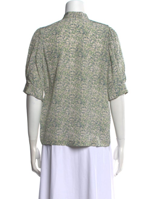 Masscob Silk Printed Button-Up Top