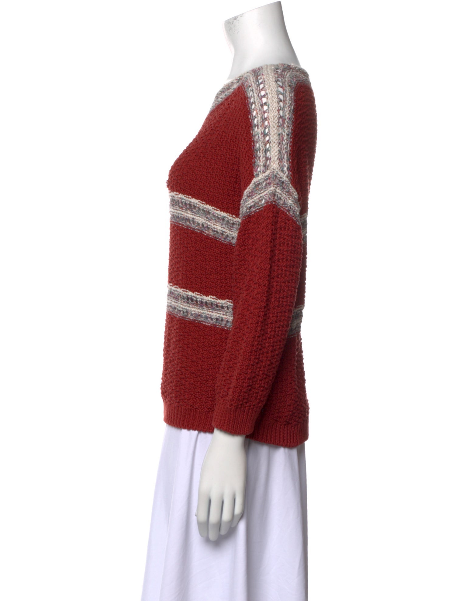 Masscob Tweed Pattern Bateau Neckline Sweater
