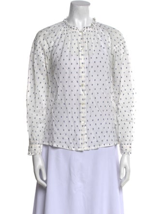 Masscob Polka Dot Print Mock Neck Blouse