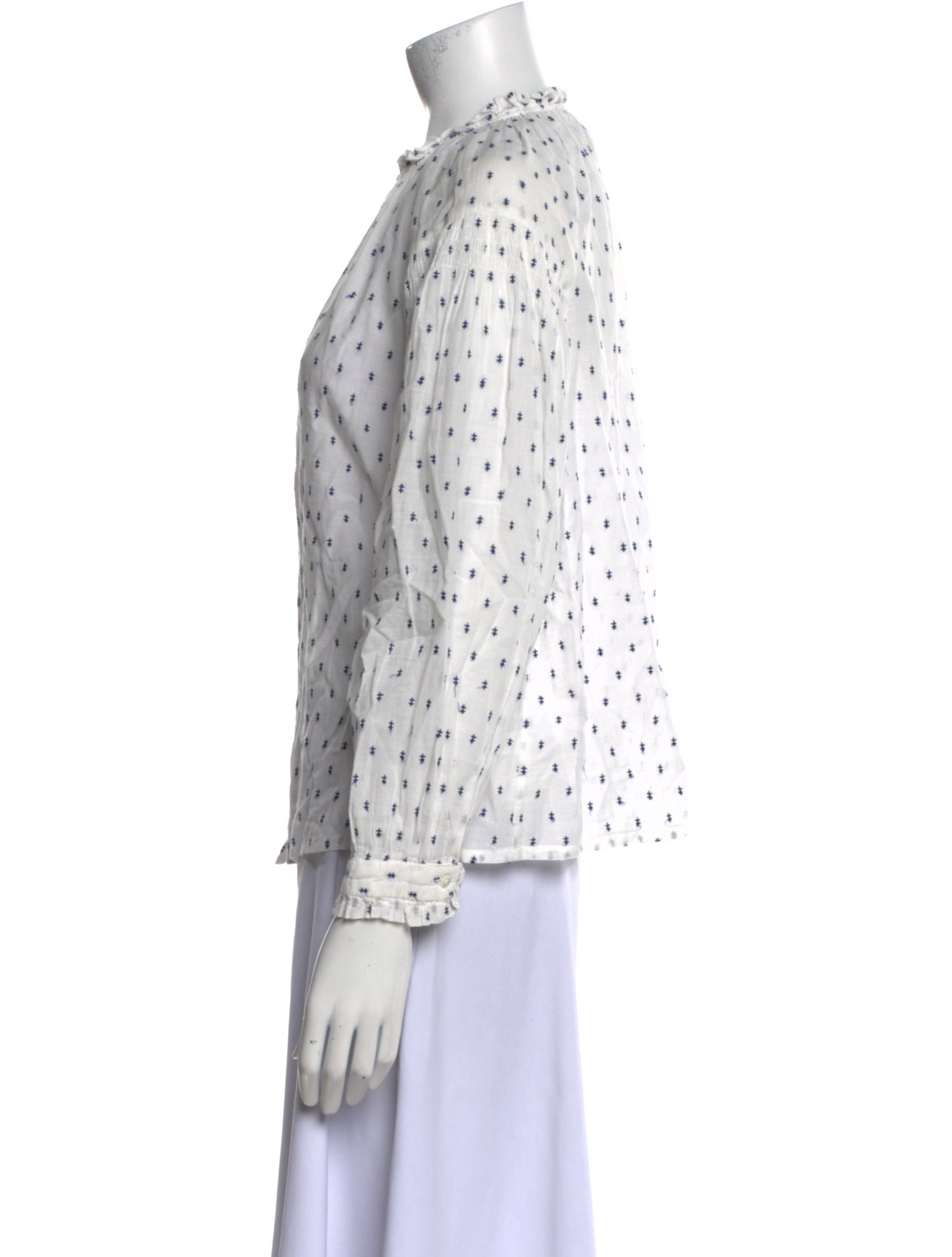 Masscob Polka Dot Print Mock Neck Blouse