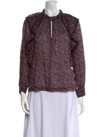 Masscob Floral Print Mock Neck Blouse