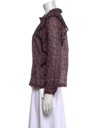 Masscob Floral Print Mock Neck Blouse