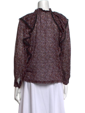 Masscob Floral Print Mock Neck Blouse