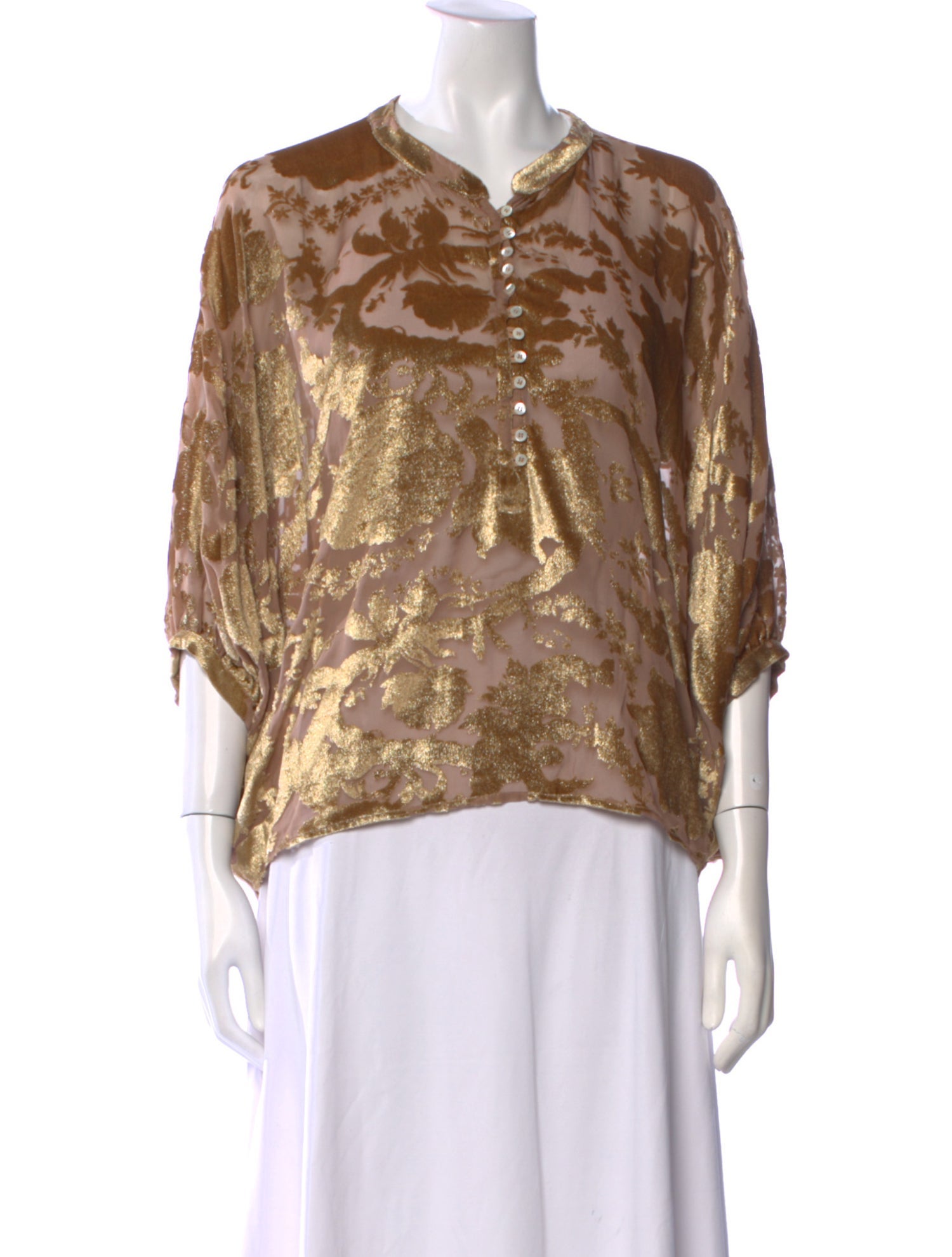 Masscob Printed V-Neck Blouse