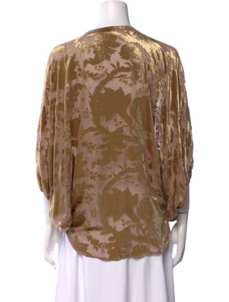 Masscob Printed V-Neck Blouse