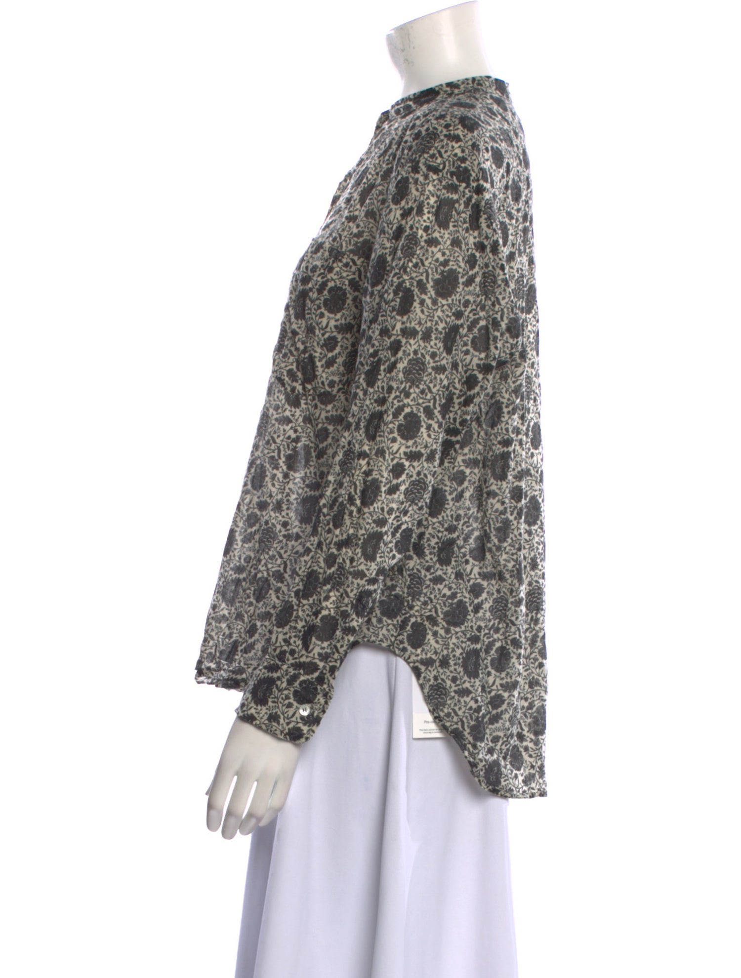 Masscob Floral Print Mock Neck Blouse