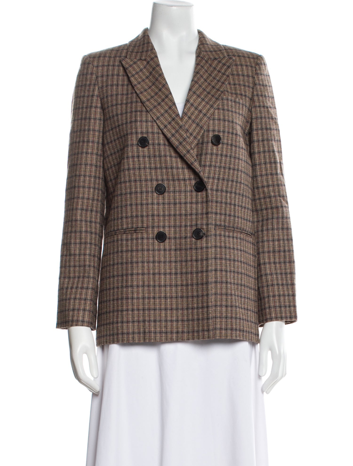 Masscob Wool Plaid Print Blazer