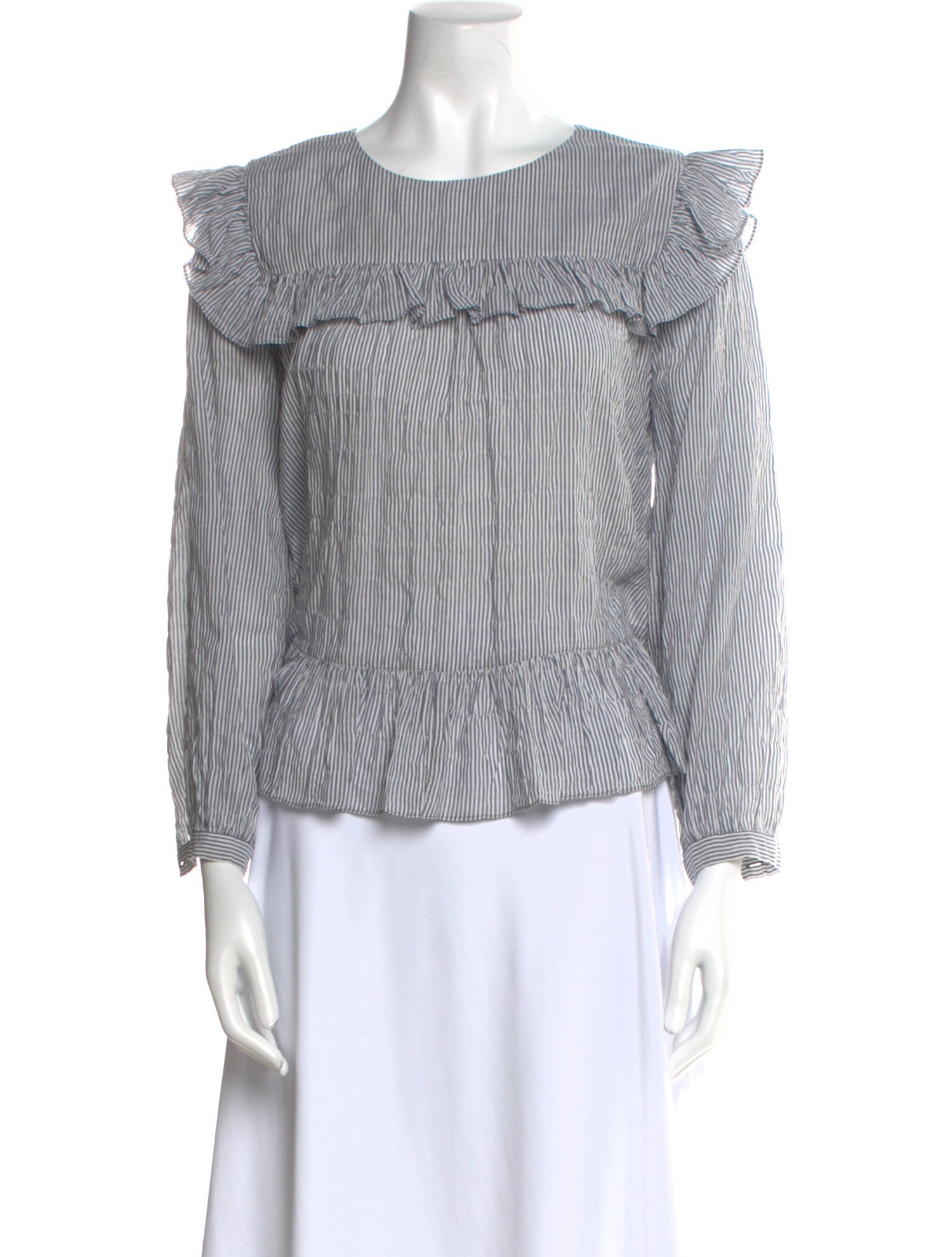 Masscob Striped Bateau Neckline Blouse