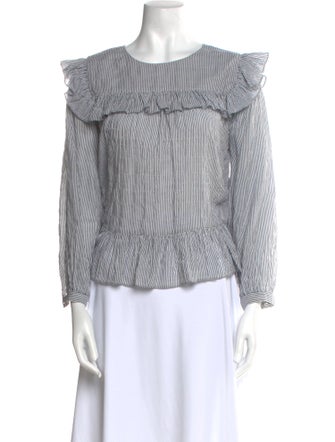 Masscob Striped Bateau Neckline Blouse