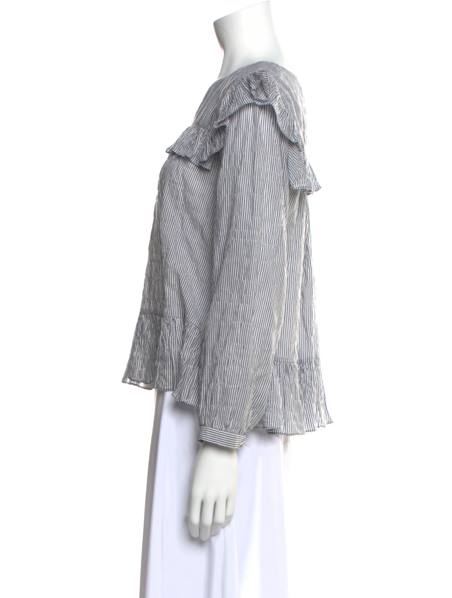 Masscob Striped Bateau Neckline Blouse