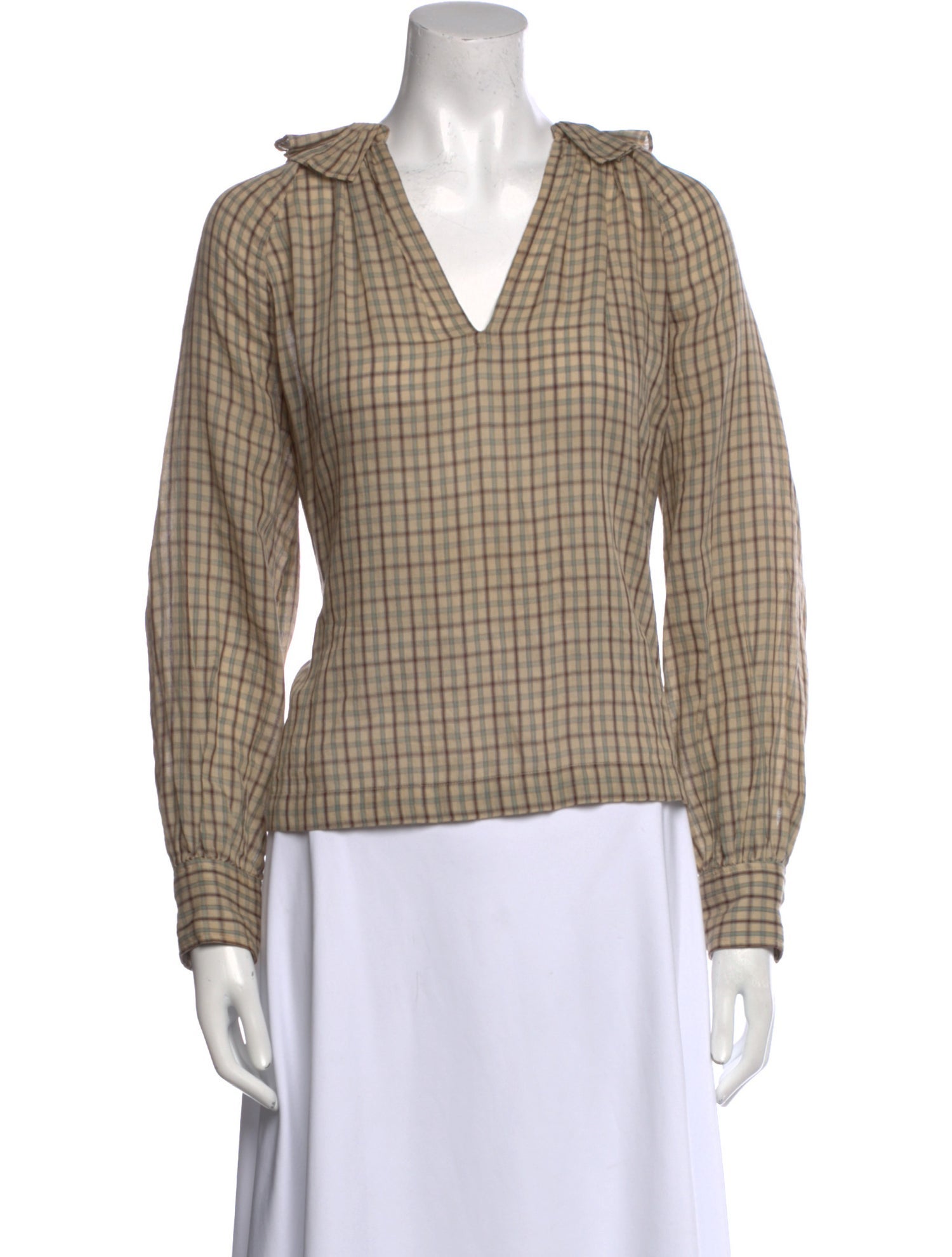 Masscob Plaid Print V-Neck Polo