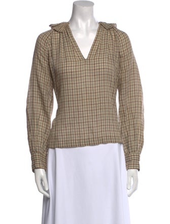 Masscob Plaid Print V-Neck Polo