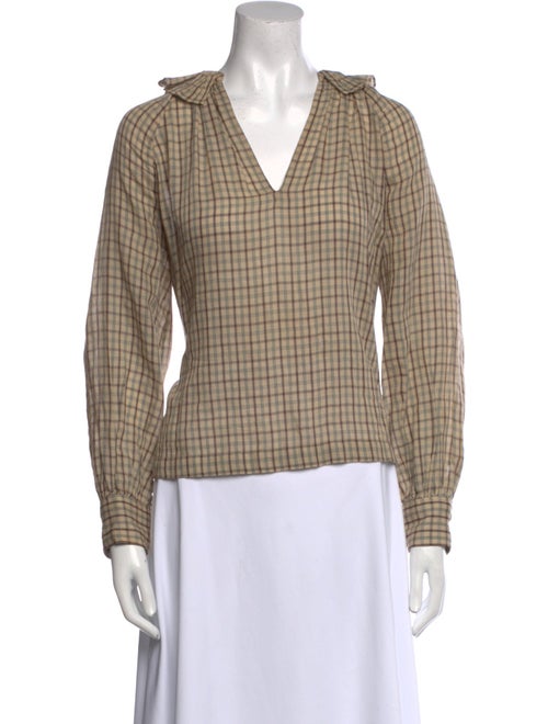 Masscob Plaid Print V-Neck Polo