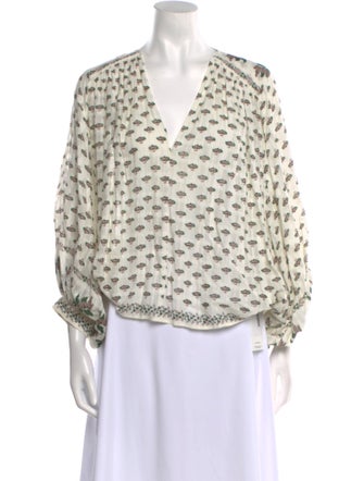 Masscob Printed V-Neck Blouse