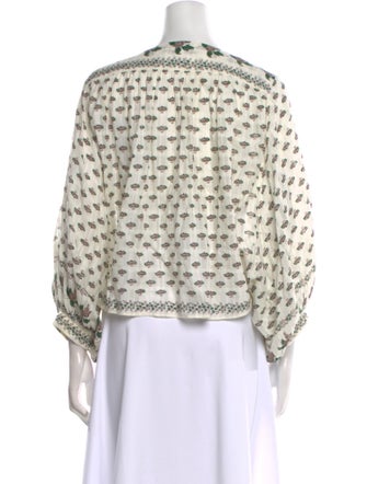 Masscob Printed V-Neck Blouse