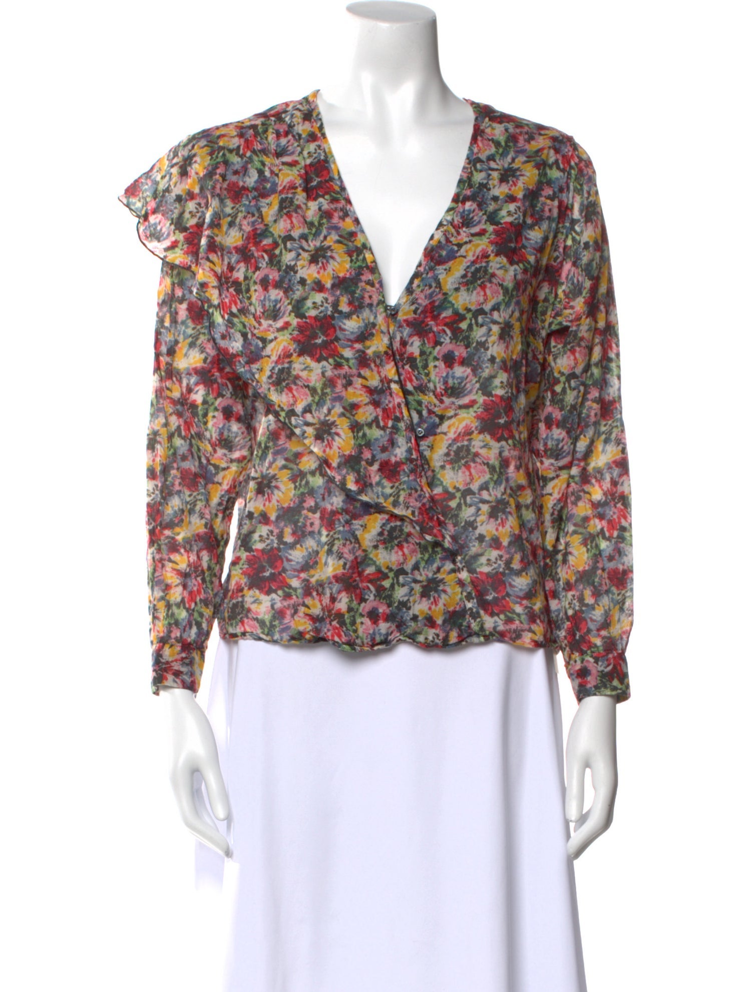 Masscob Floral Print V-Neck Blouse