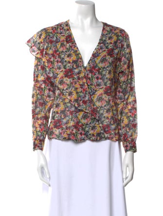 Masscob Floral Print V-Neck Blouse