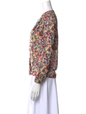 Masscob Floral Print V-Neck Blouse
