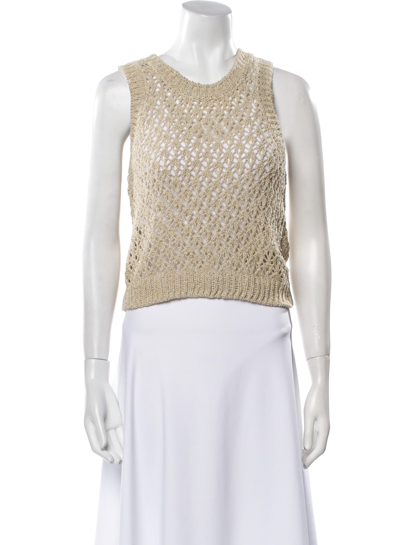 Masscob Crochet Crew Neck Crop Top