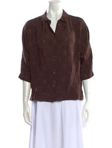 Pre-owned Masscob Silk Patterned Blouse In Brown