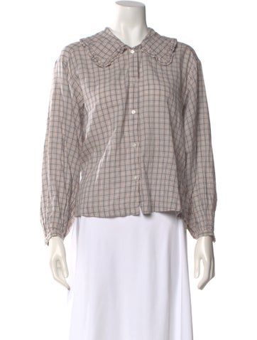 Pre-owned Masscob Plaid Print Long Sleeve Blouse In Multi