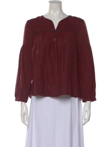 Pre-owned Masscob Printed V-neck Blouse In Red
